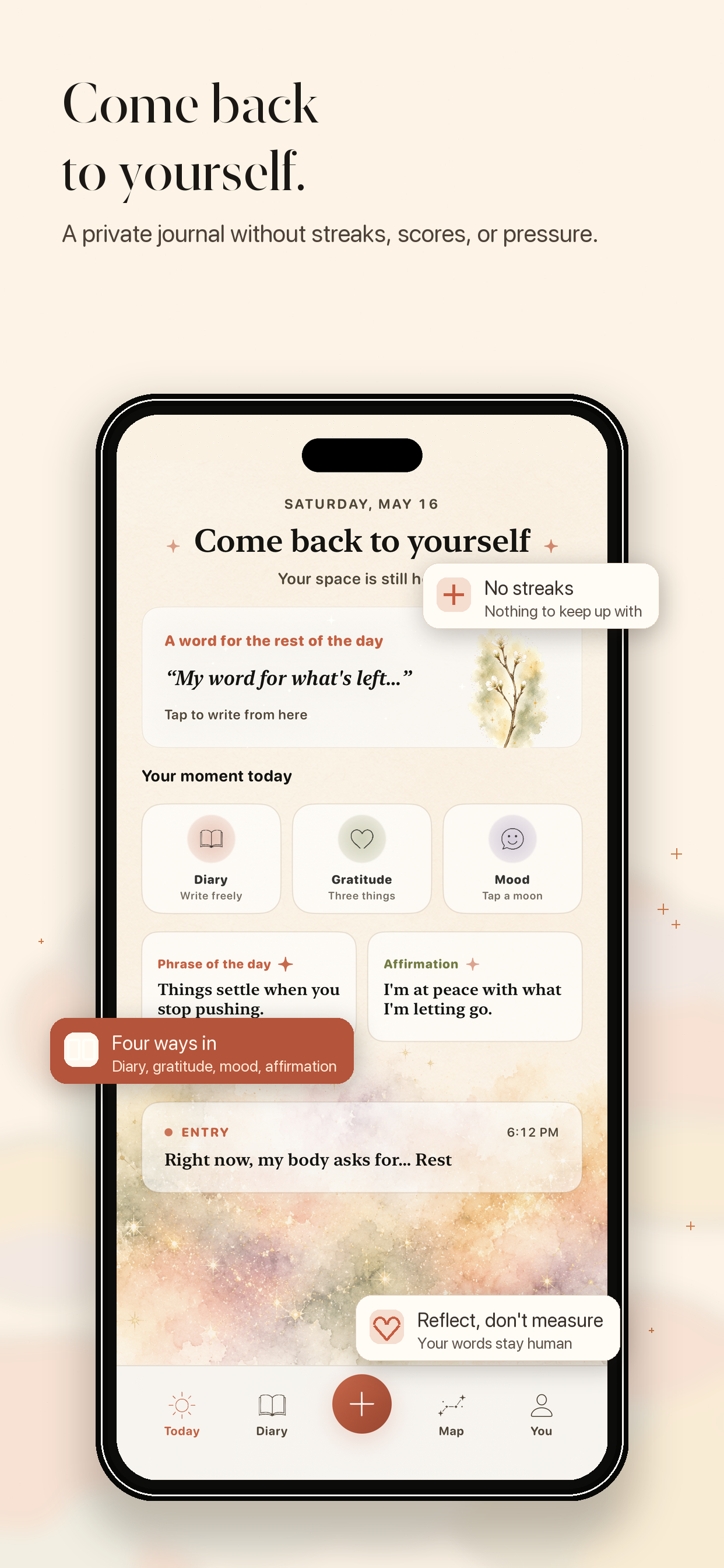 Softly — Come back to yourself, the daily home screen