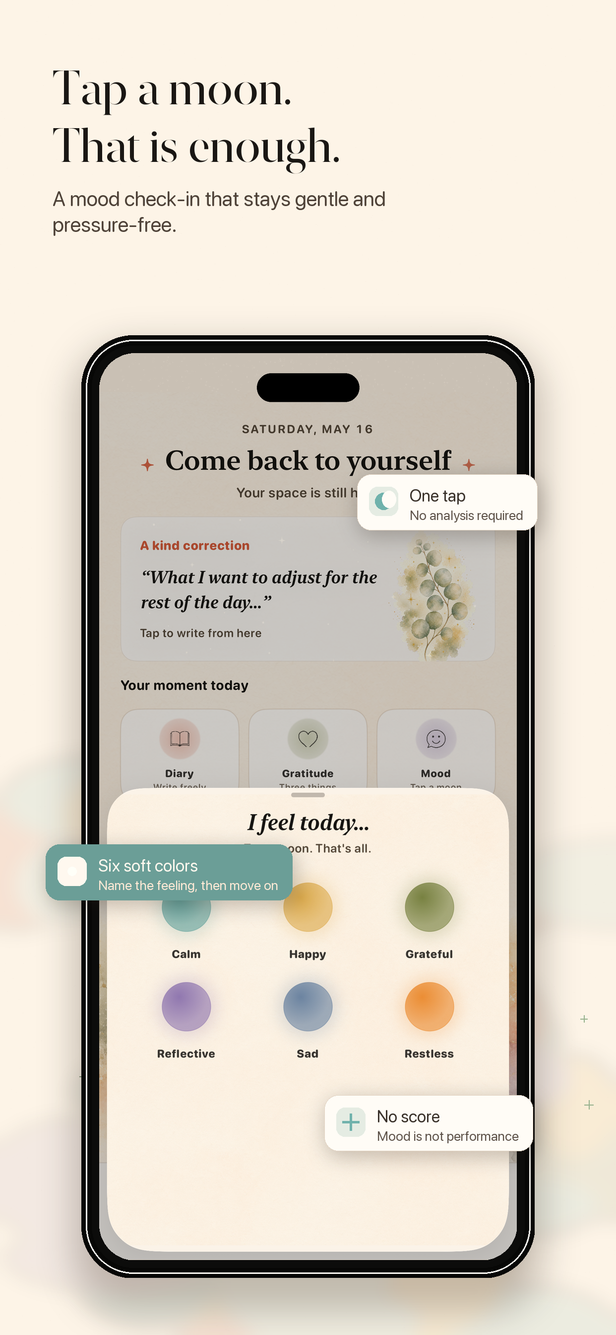 Softly — Tap a moon, a gentle mood check-in