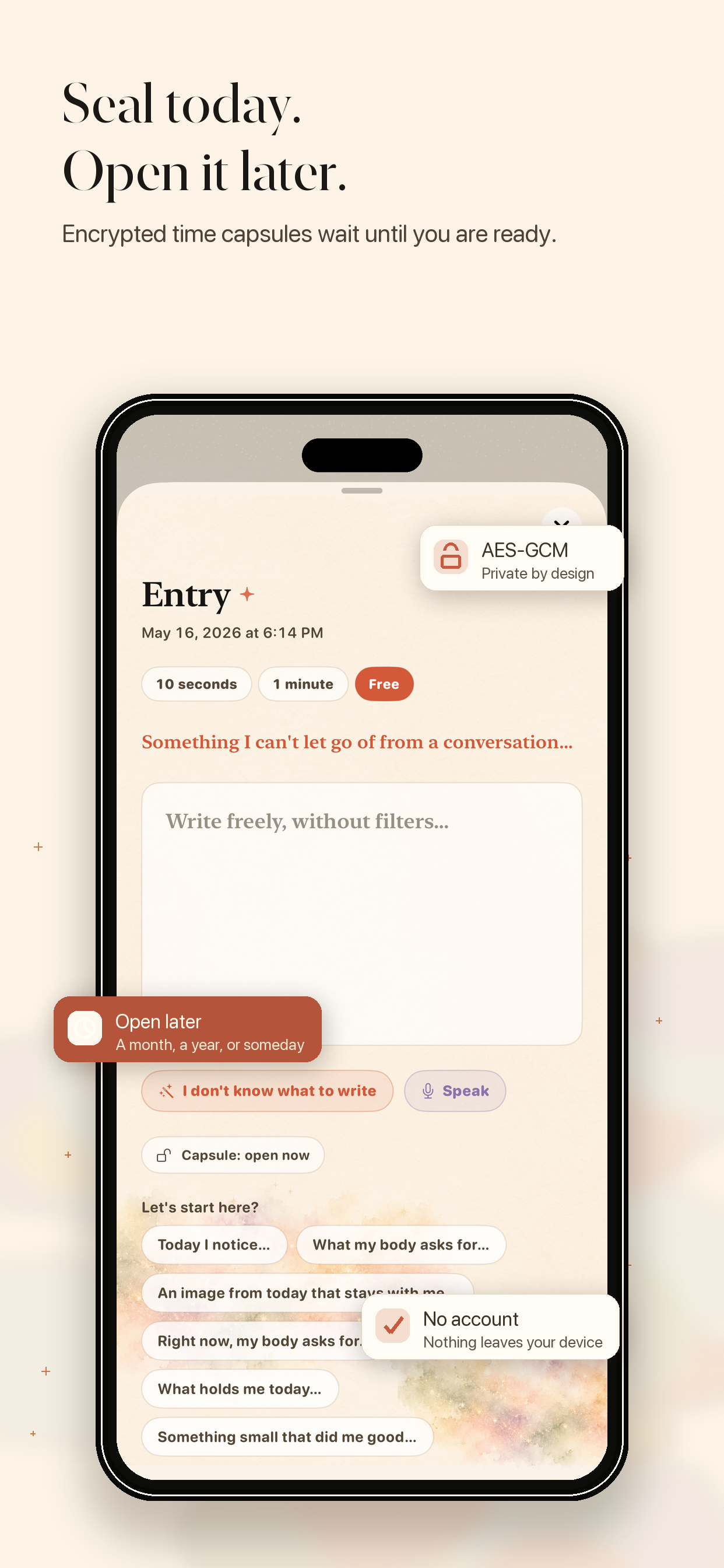 Softly — Seal today, open it later: encrypted time capsules